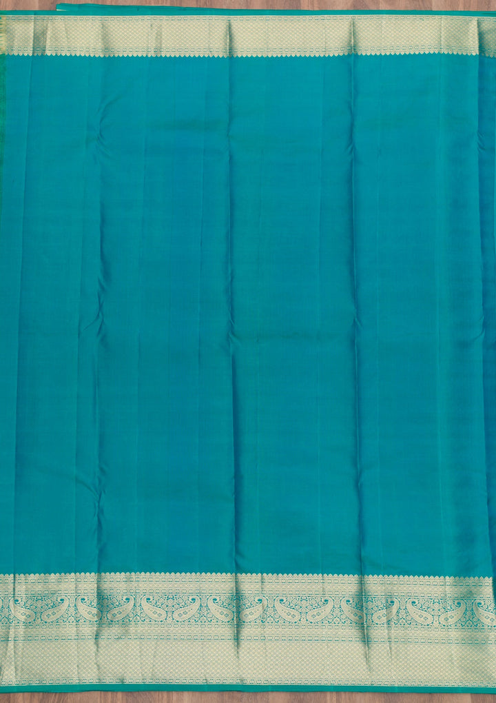 Rama Green Zariwork Pure Silk Saree-Koskii