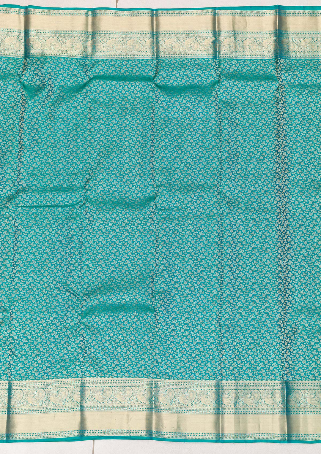 Rama Green Zariwork Pure Silk Saree-Koskii