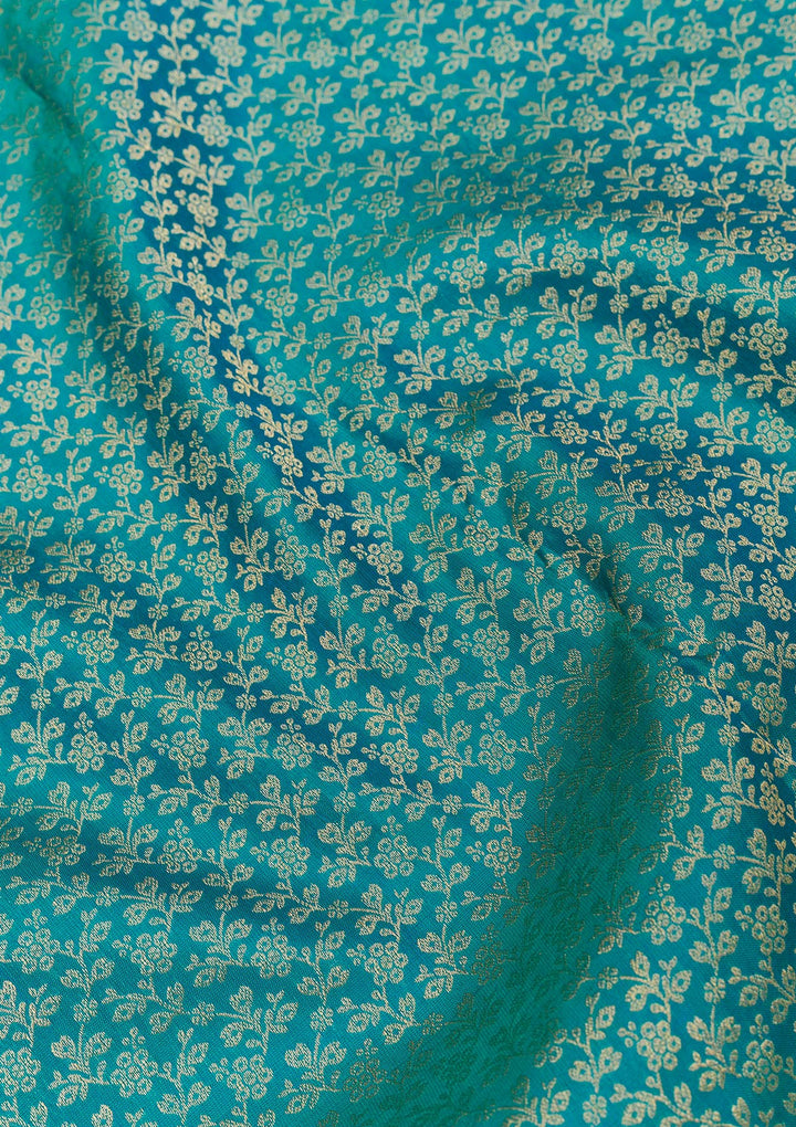 Rama Green Zariwork Pure Silk Saree-Koskii