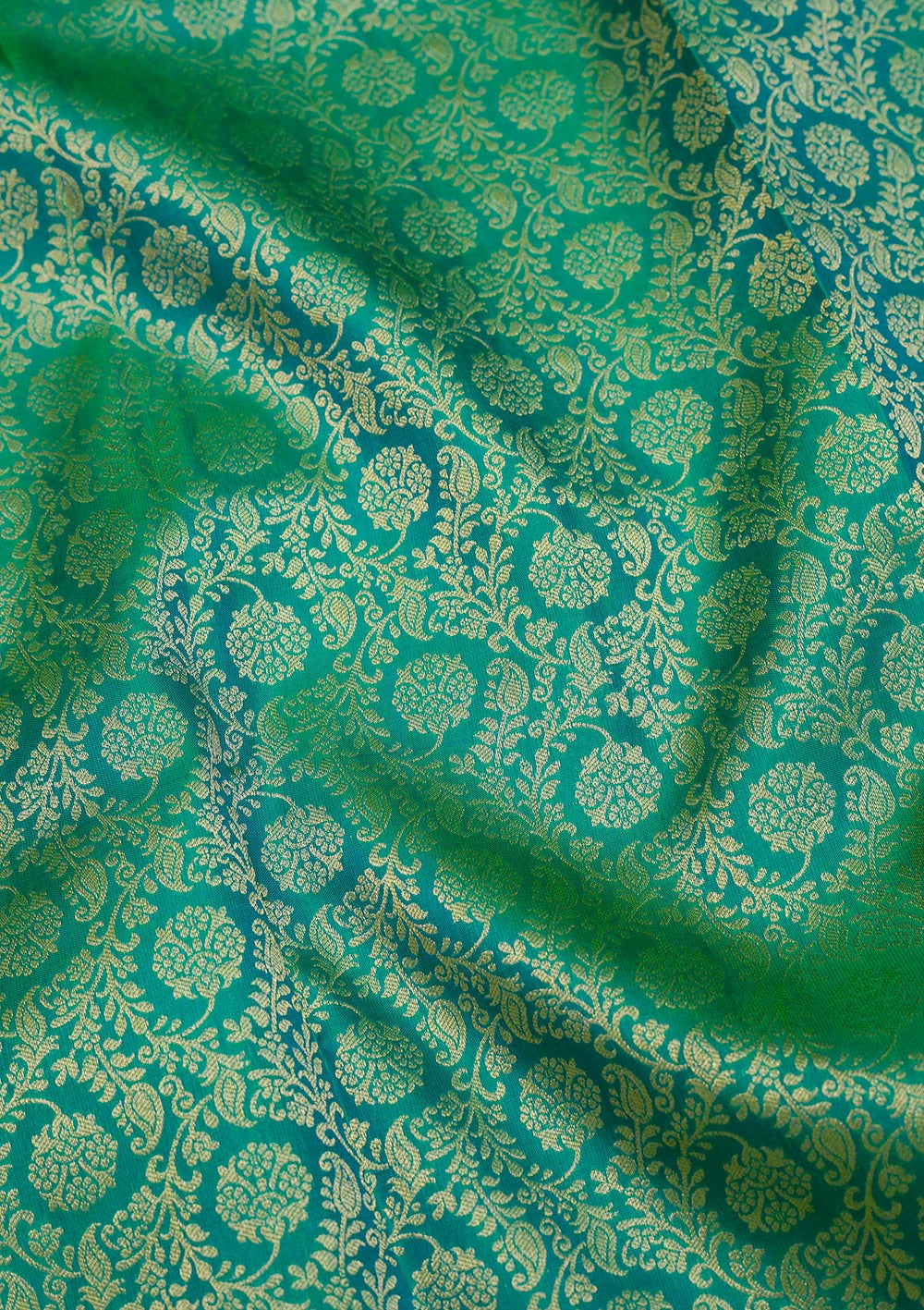 Rama Green Zariwork Pure Silk Saree-Koskii
