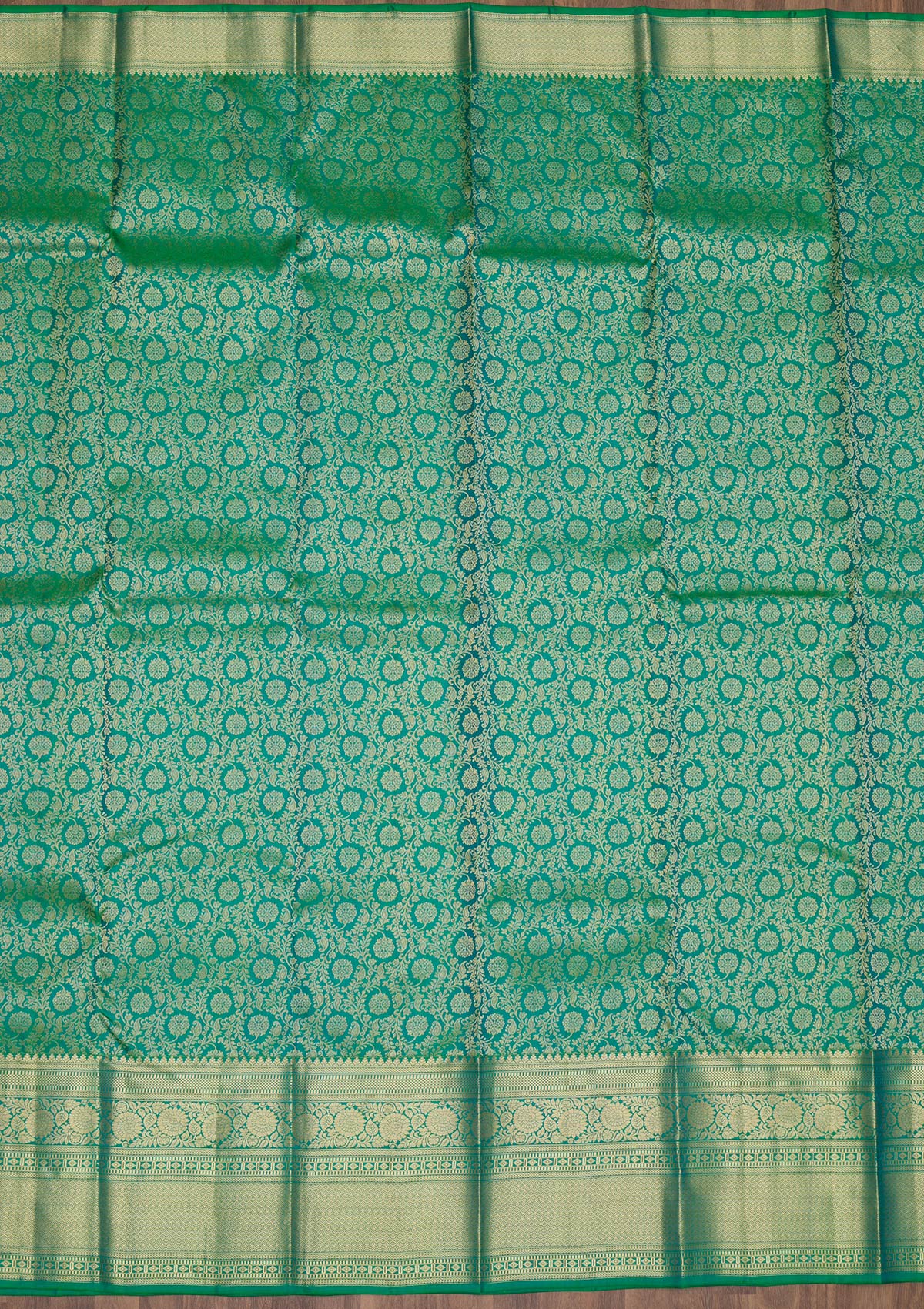 Rama Green Zariwork Pure Silk Saree-Koskii