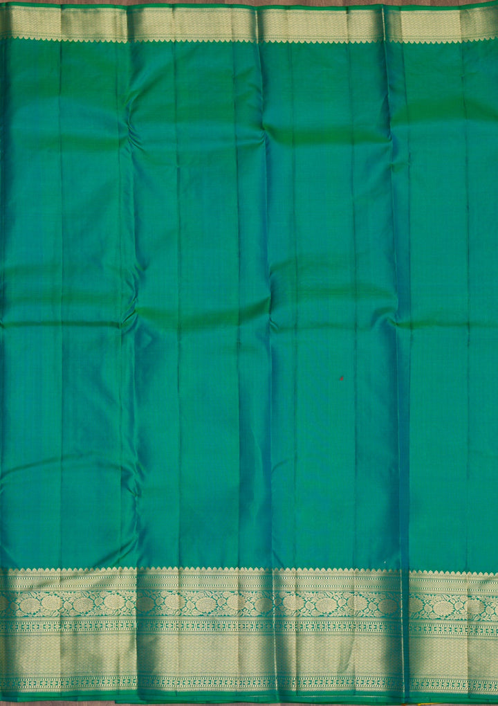 Rama Green Zariwork Pure Silk Saree-Koskii