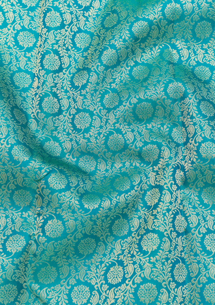Rama Green Zariwork Pure Silk Saree-Koskii