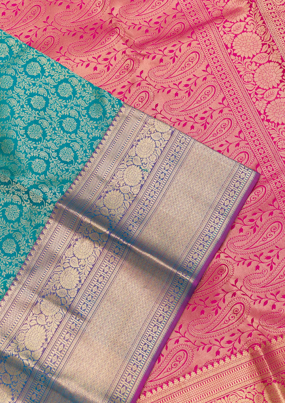 Rama Green Zariwork Pure Silk Saree-Koskii