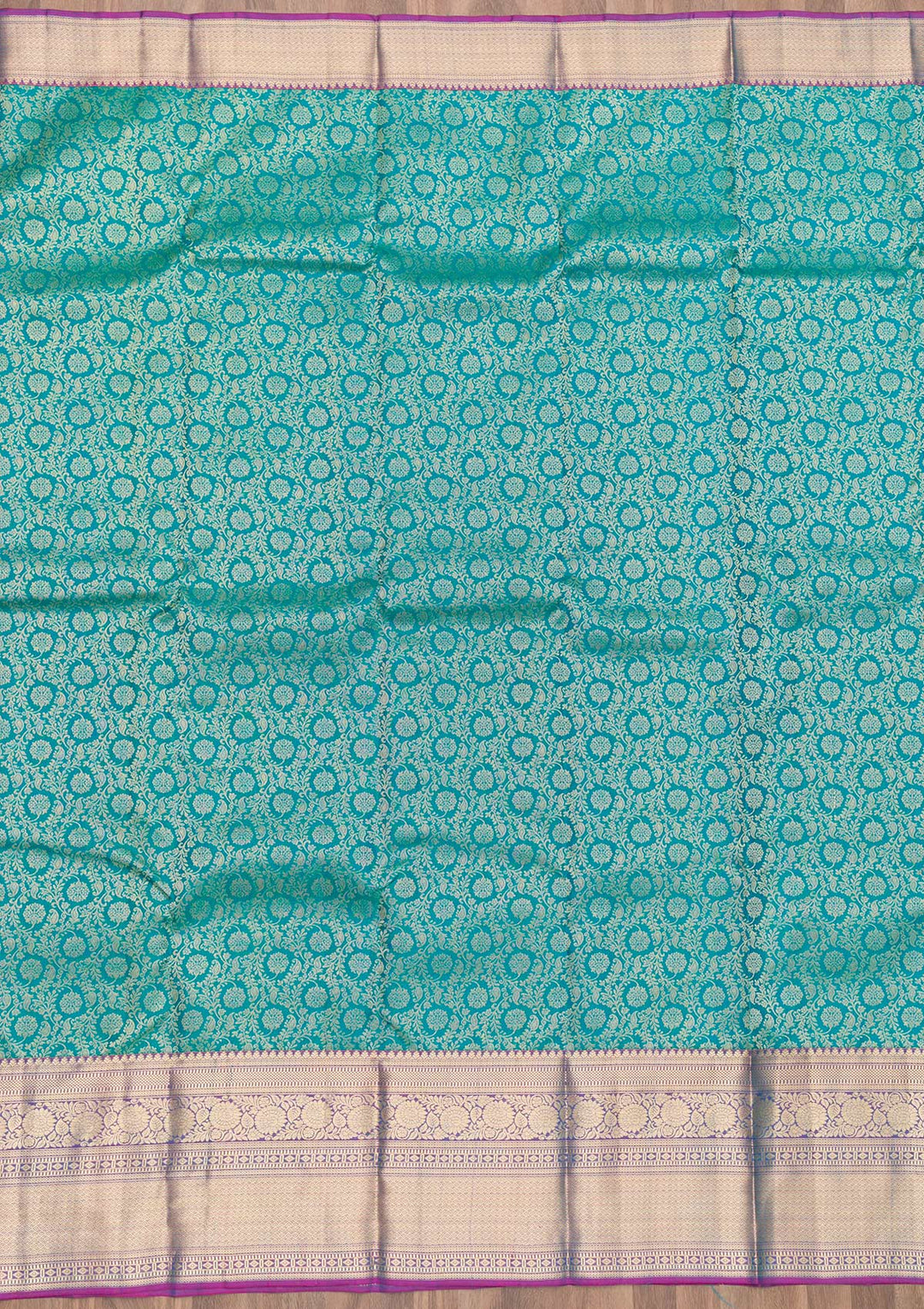 Rama Green Zariwork Pure Silk Saree-Koskii