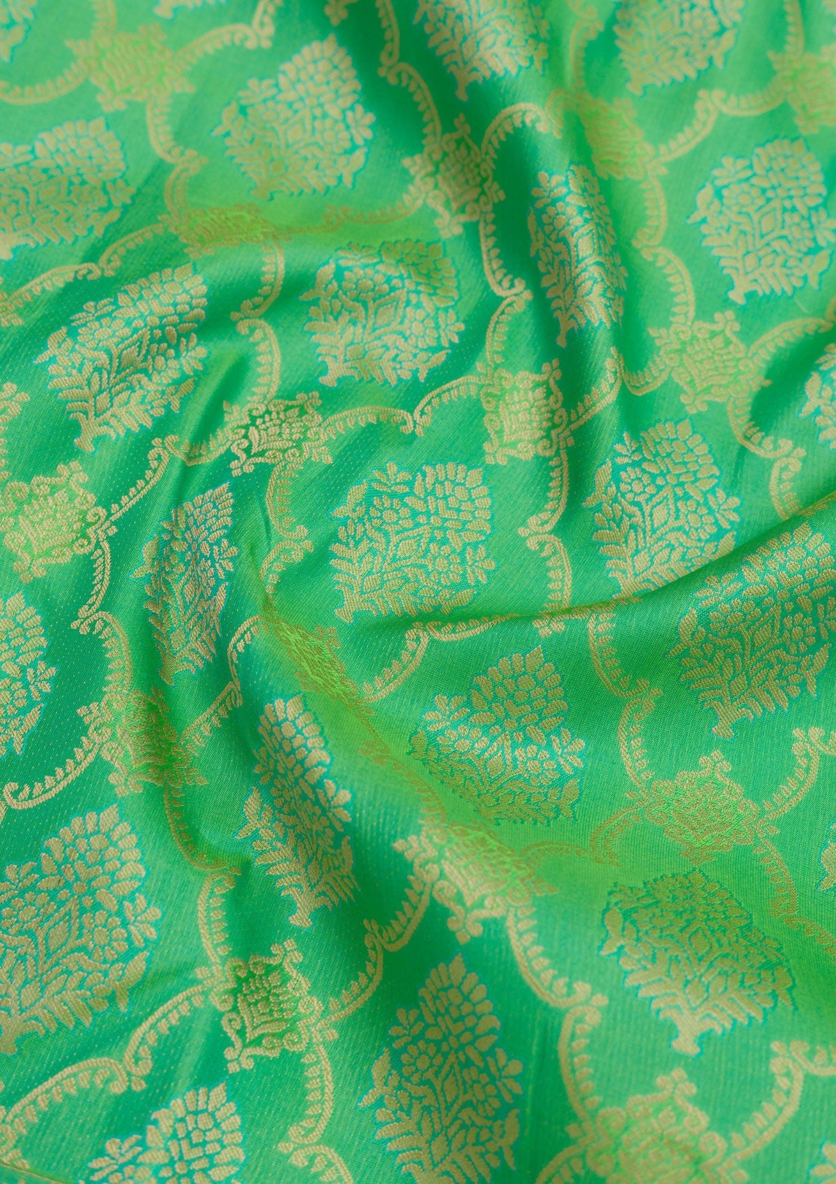 Rama Green Zariwork Pure Silk Saree-Koskii