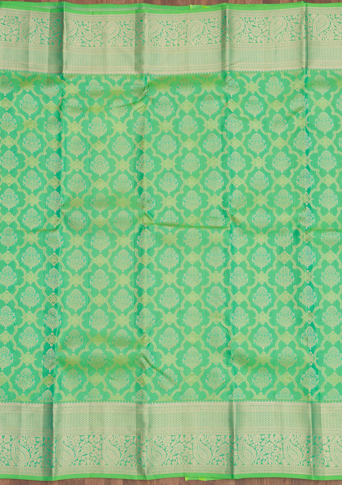 Rama Green Zariwork Pure Silk Saree-Koskii