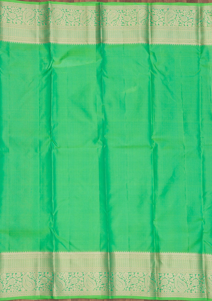 Rama Green Zariwork Pure Silk Saree-Koskii
