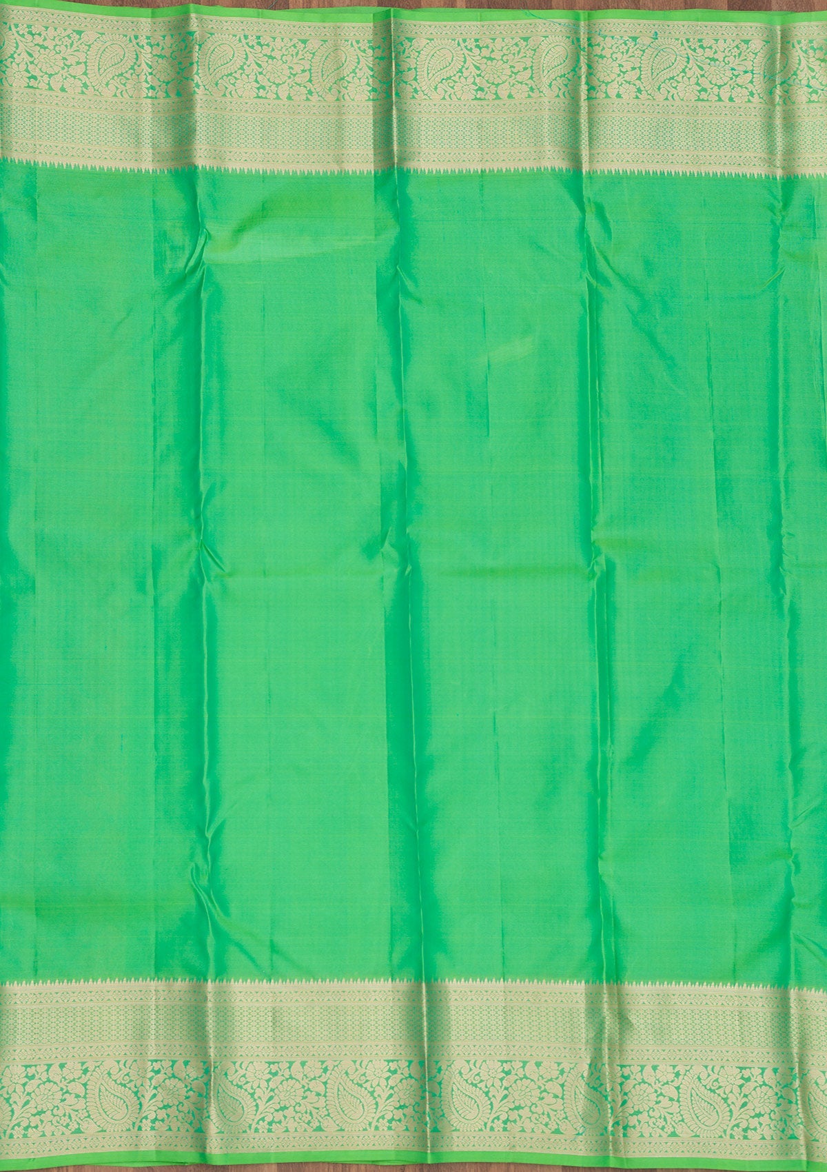 Rama Green Zariwork Pure Silk Saree-Koskii