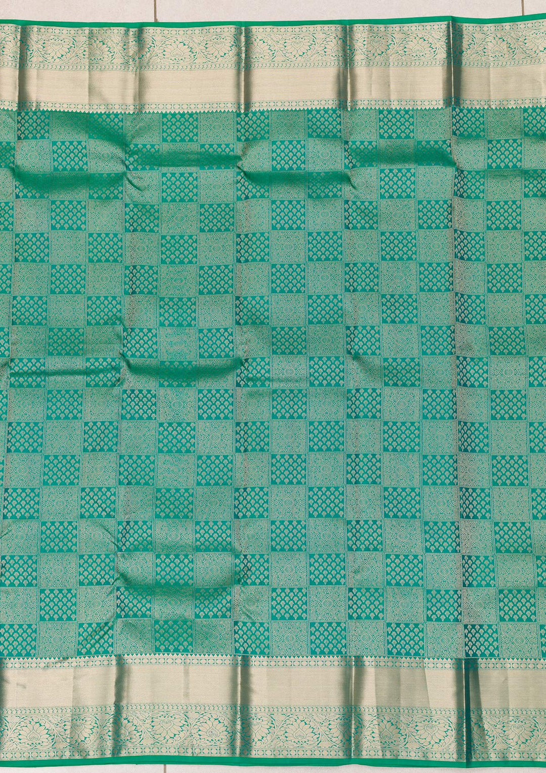 Rama Green Zariwork Pure Silk Saree-Koskii