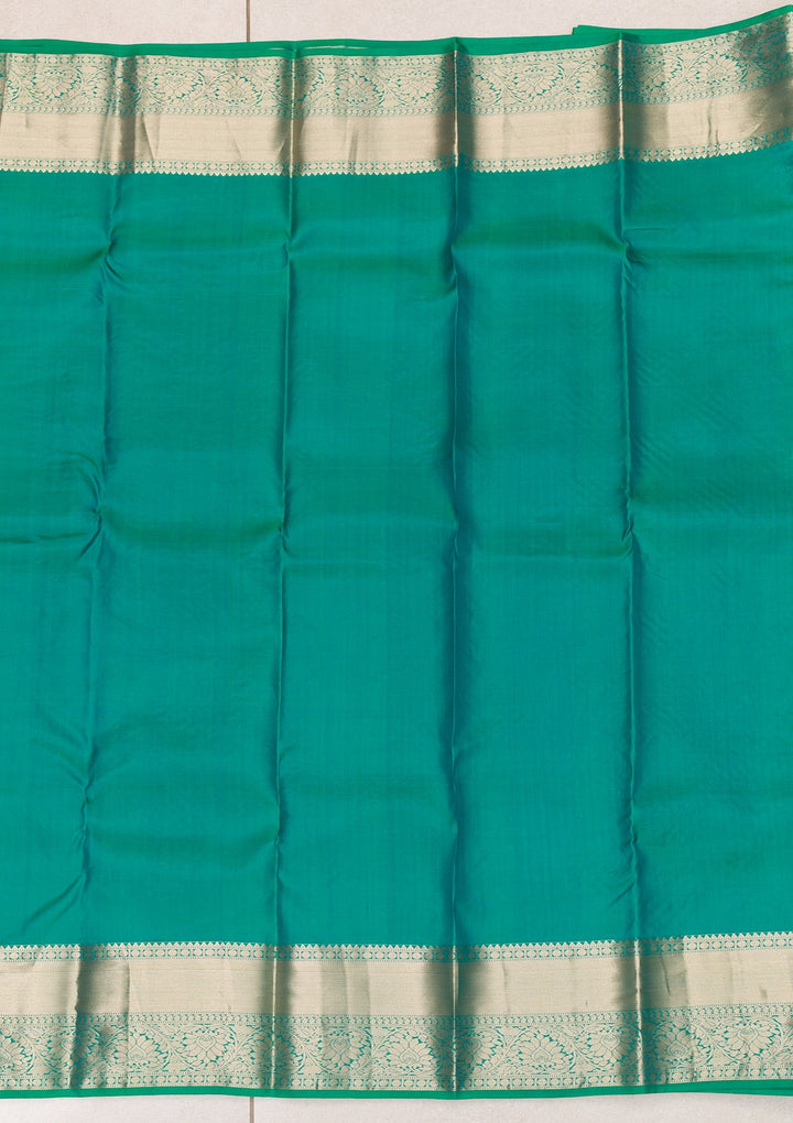 Rama Green Zariwork Pure Silk Saree-Koskii