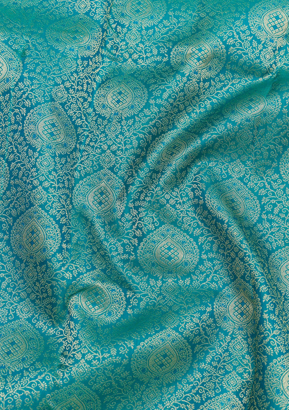 Rama Green Zariwork Pure Silk Saree-Koskii