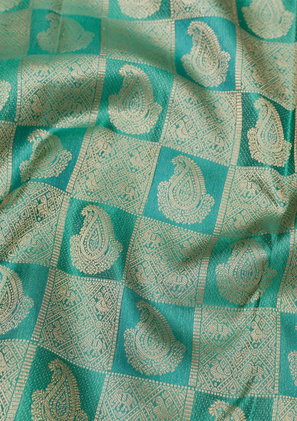 Rama Green Zariwork Pure Silk Saree-Koskii