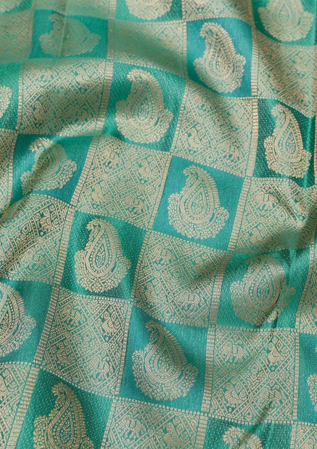 Rama Green Zariwork Pure Silk Saree-Koskii