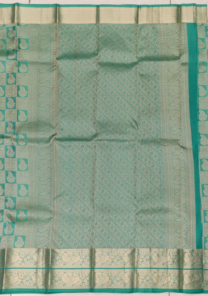 Rama Green Zariwork Pure Silk Saree-Koskii