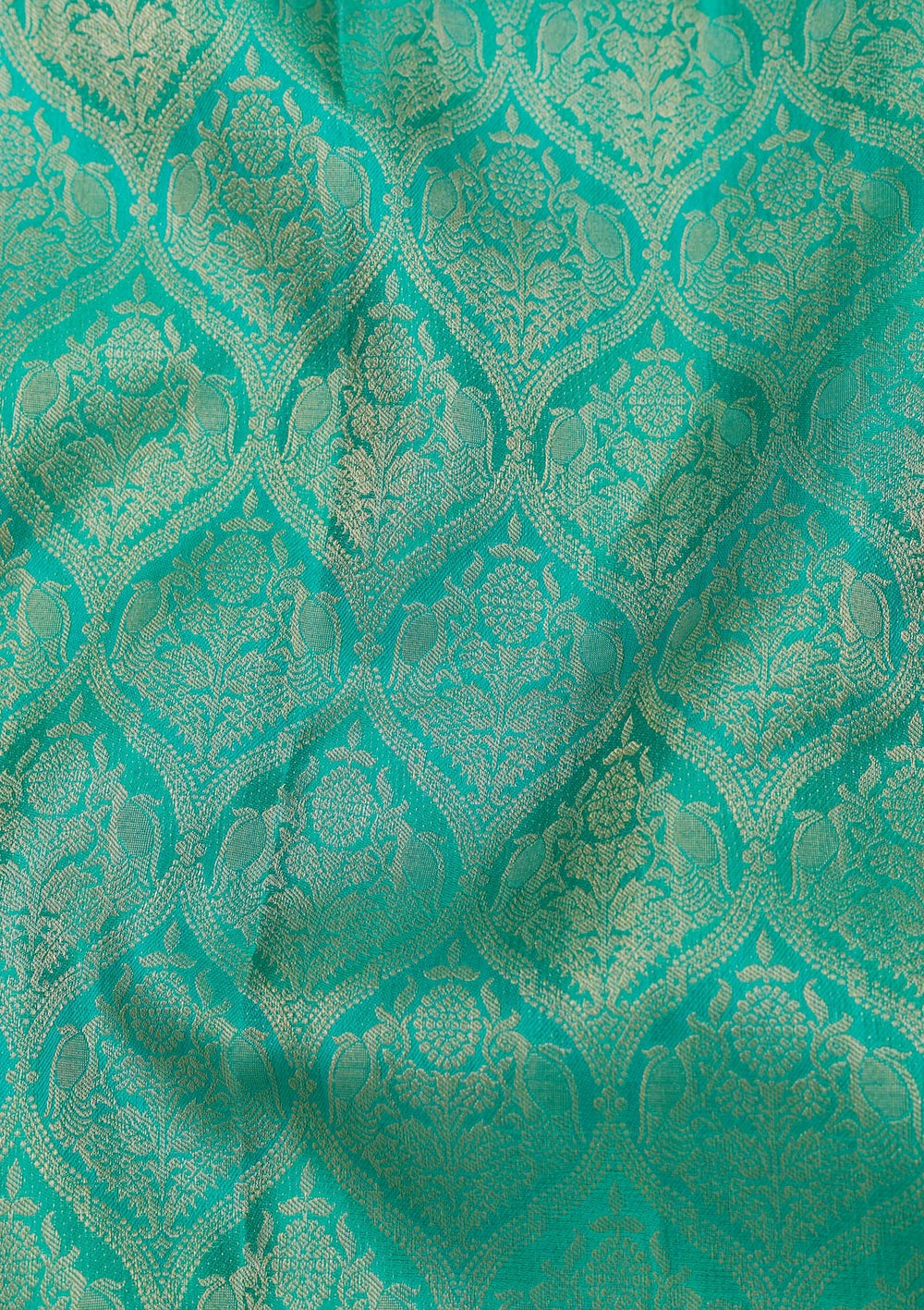 Rama Green Zariwork Pure Silk Saree-Koskii