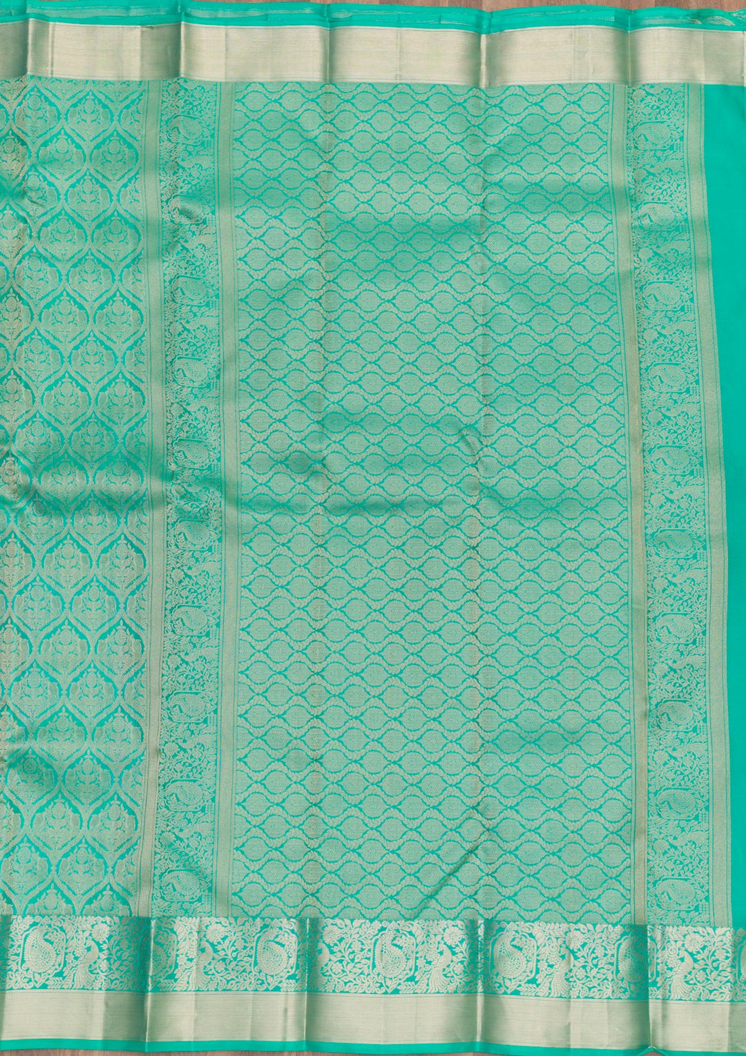 Rama Green Zariwork Pure Silk Saree-Koskii