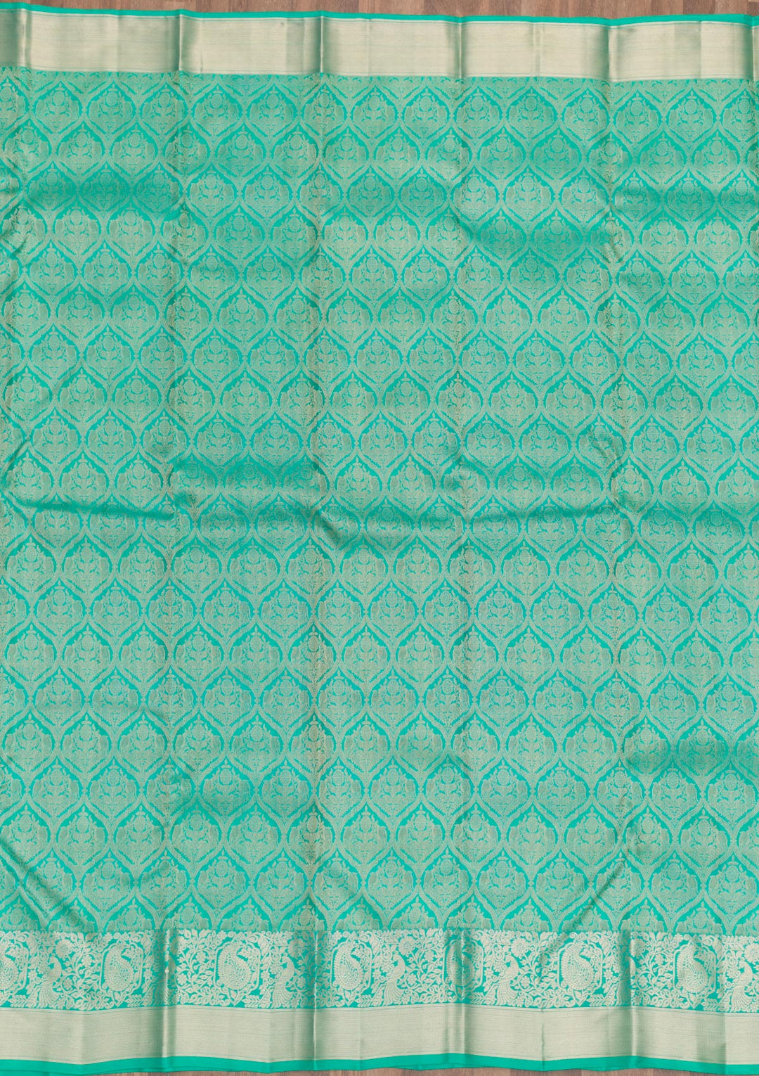 Rama Green Zariwork Pure Silk Saree-Koskii