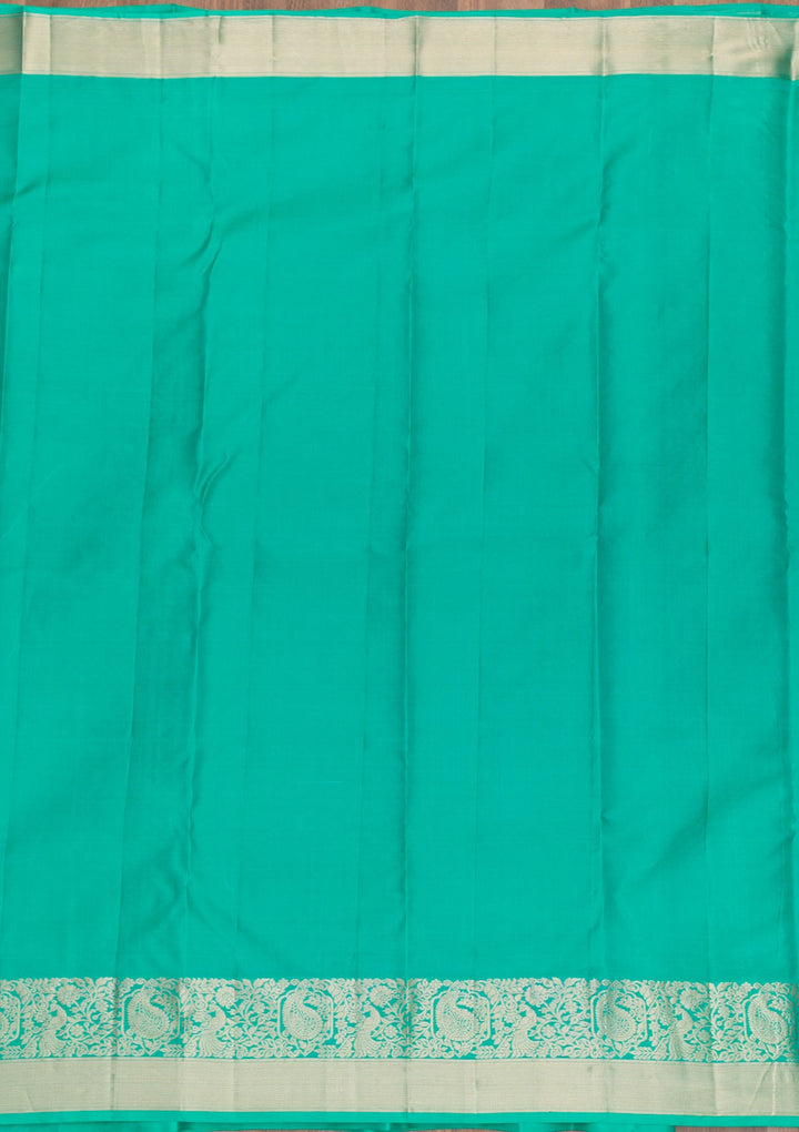Rama Green Zariwork Pure Silk Saree-Koskii