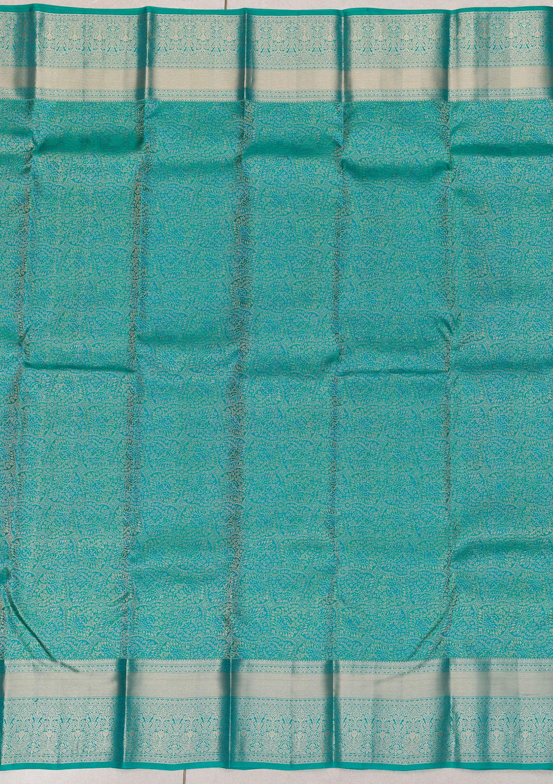 Rama Green Zariwork Pure Silk Saree-Koskii