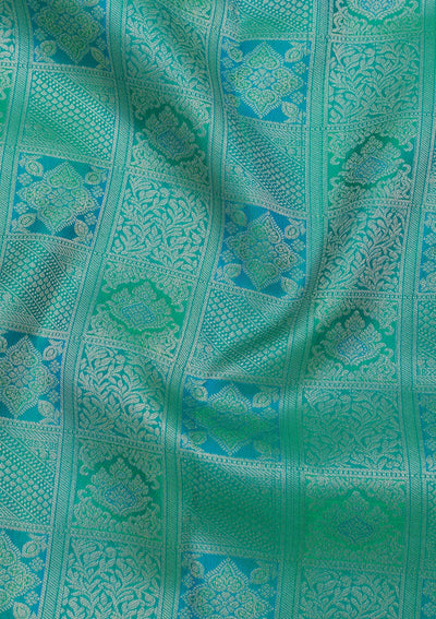 Rama Green Zariwork Pure Silk Saree-Koskii