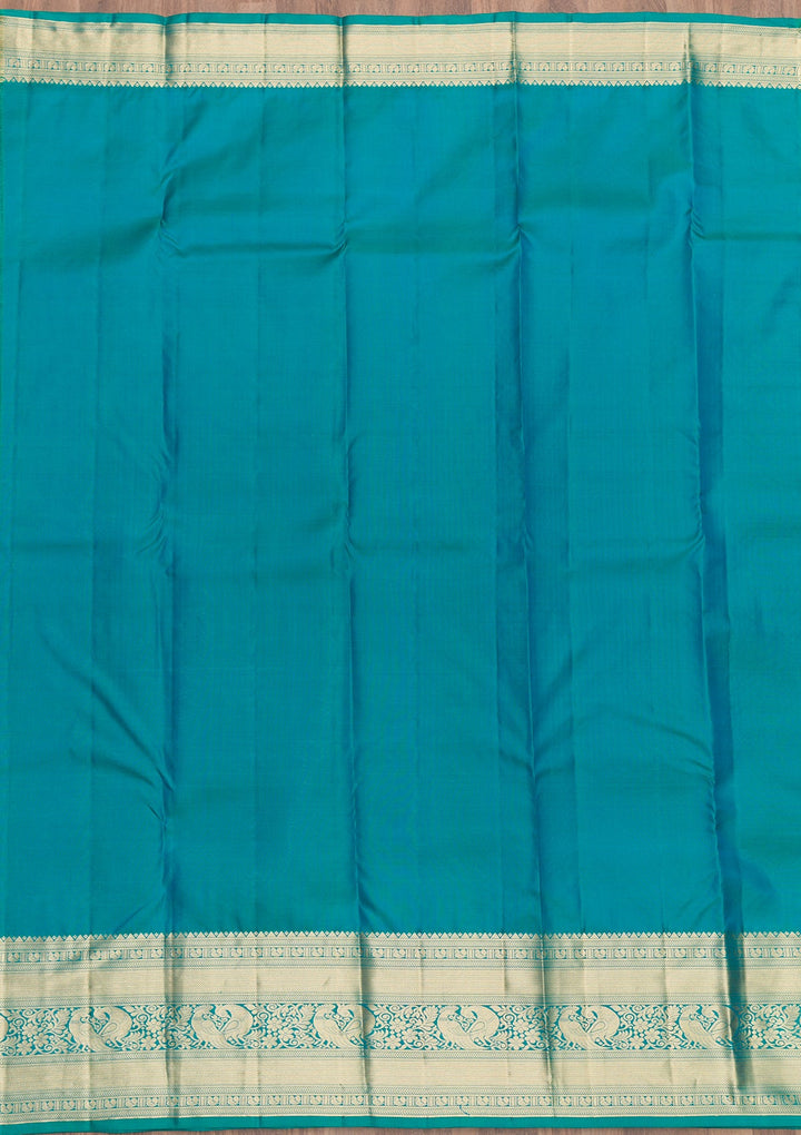 Rama Green Zariwork Pure Silk Saree-Koskii