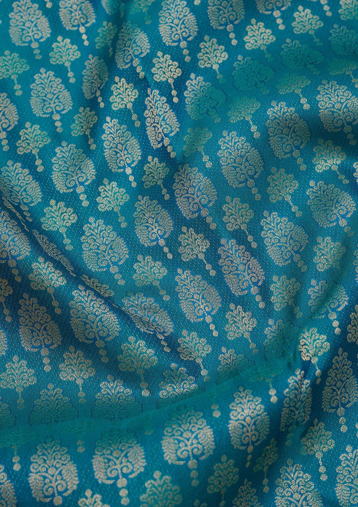 Rama Green Zariwork Pure Silk Saree-Koskii