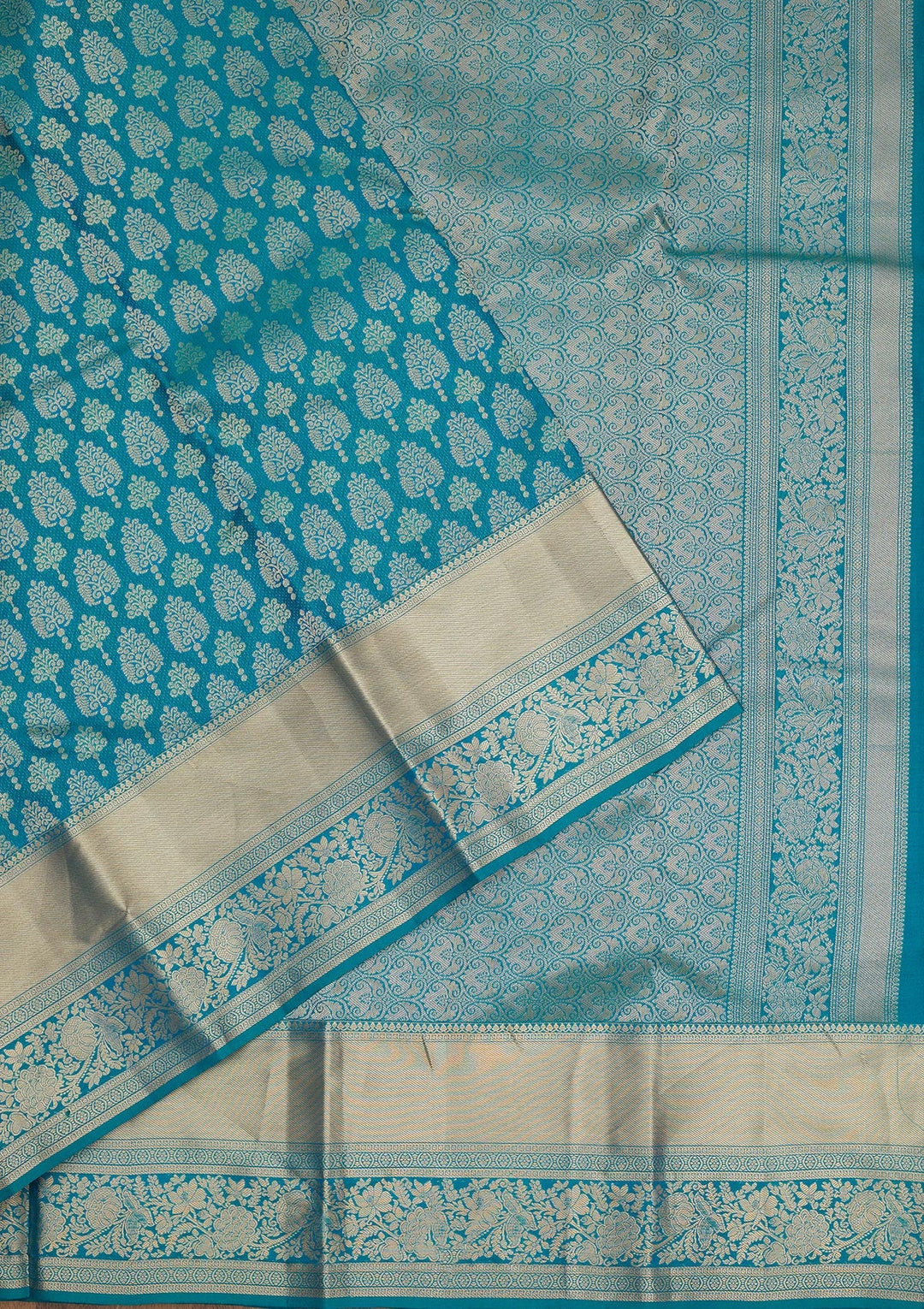 Rama Green Zariwork Pure Silk Saree-Koskii