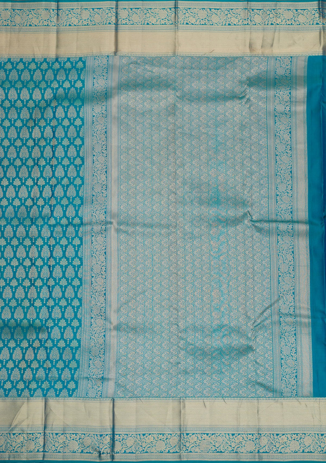 Rama Green Zariwork Pure Silk Saree-Koskii