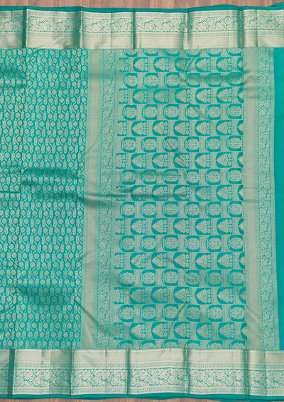 Rama Green Zariwork Pure Silk Saree-Koskii