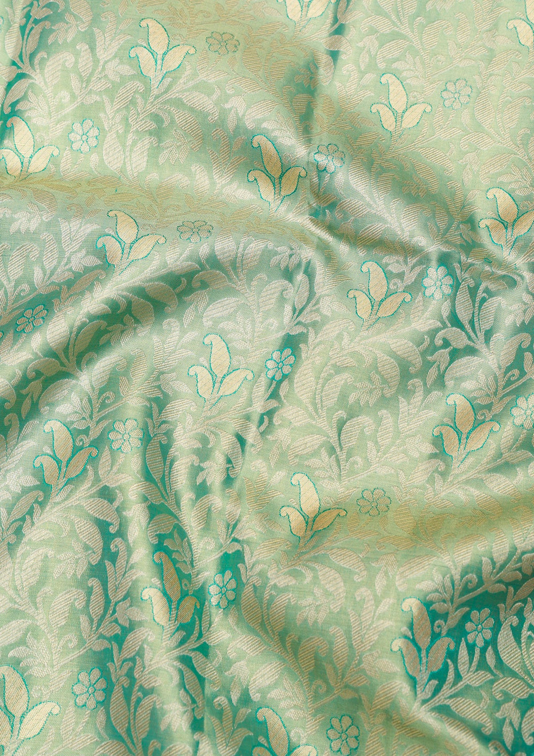 Rama Green Zariwork Pure Silk Saree-Koskii