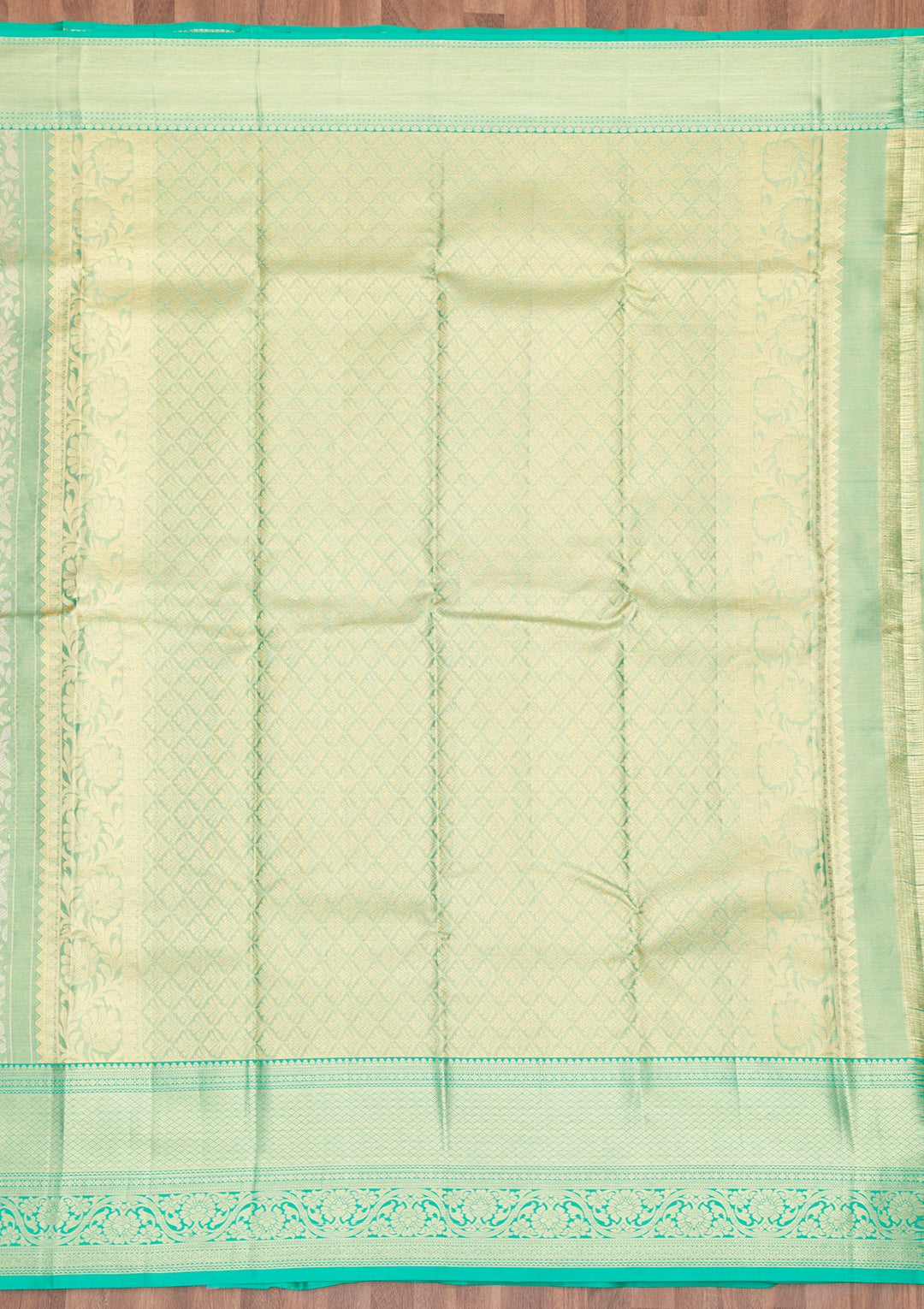 Rama Green Zariwork Pure Silk Saree-Koskii