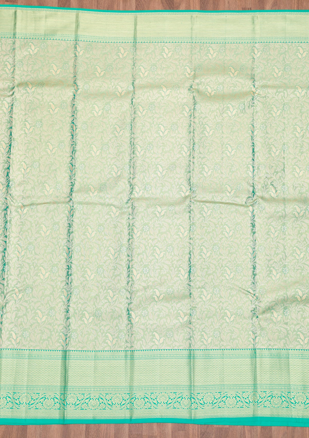 Rama Green Zariwork Pure Silk Saree-Koskii