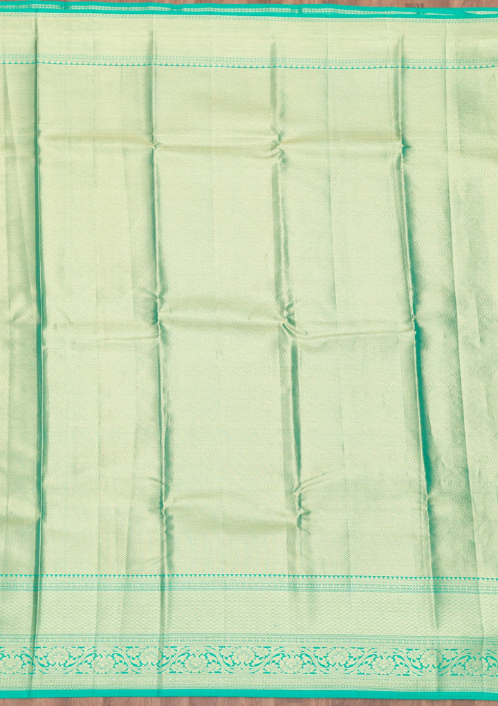 Rama Green Zariwork Pure Silk Saree-Koskii