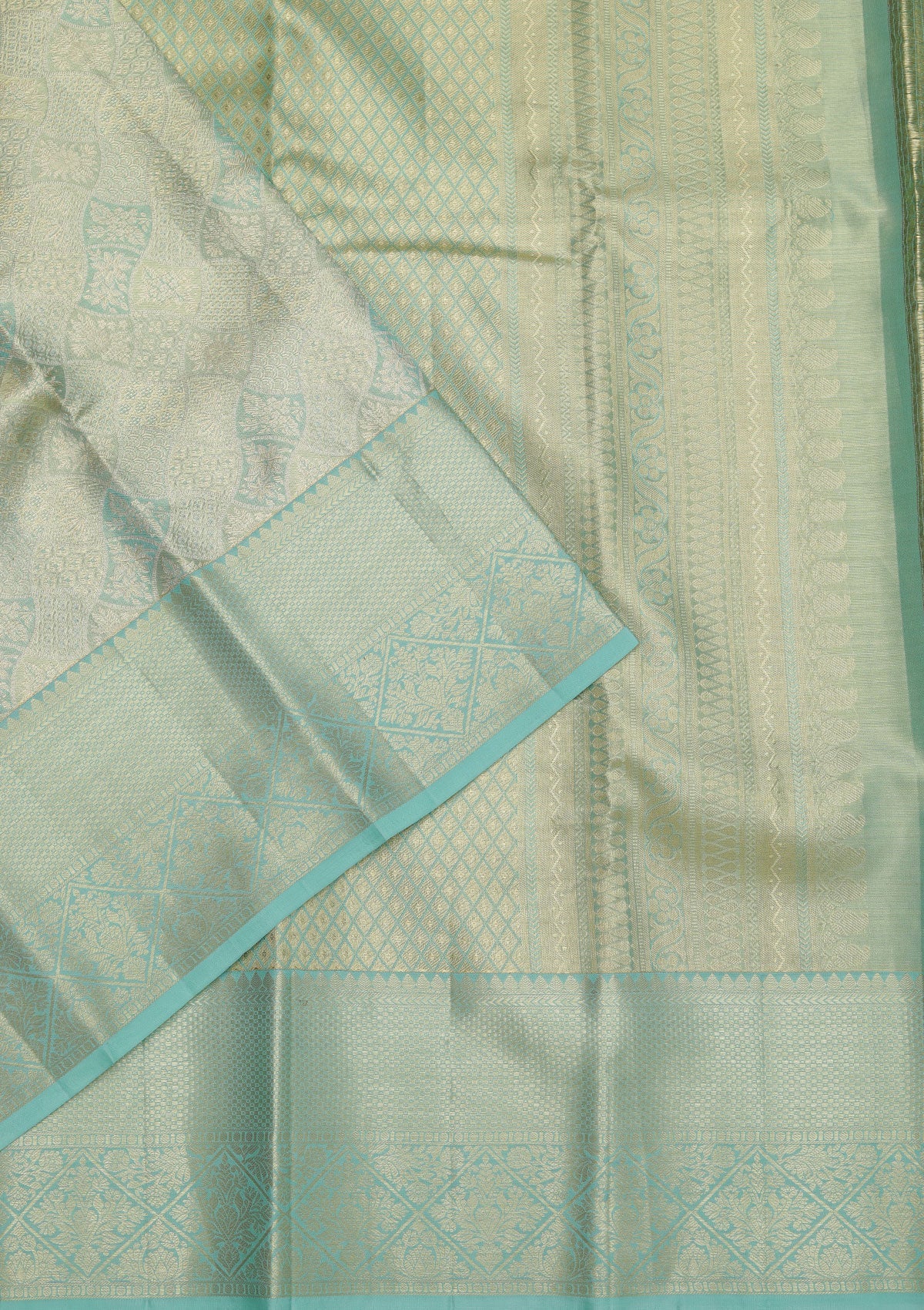 Rama Green Zariwork Pure Silk Saree-Koskii