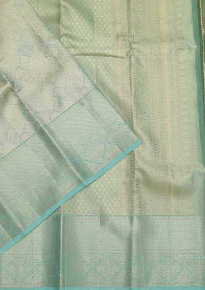 Rama Green Zariwork Pure Silk Saree-Koskii