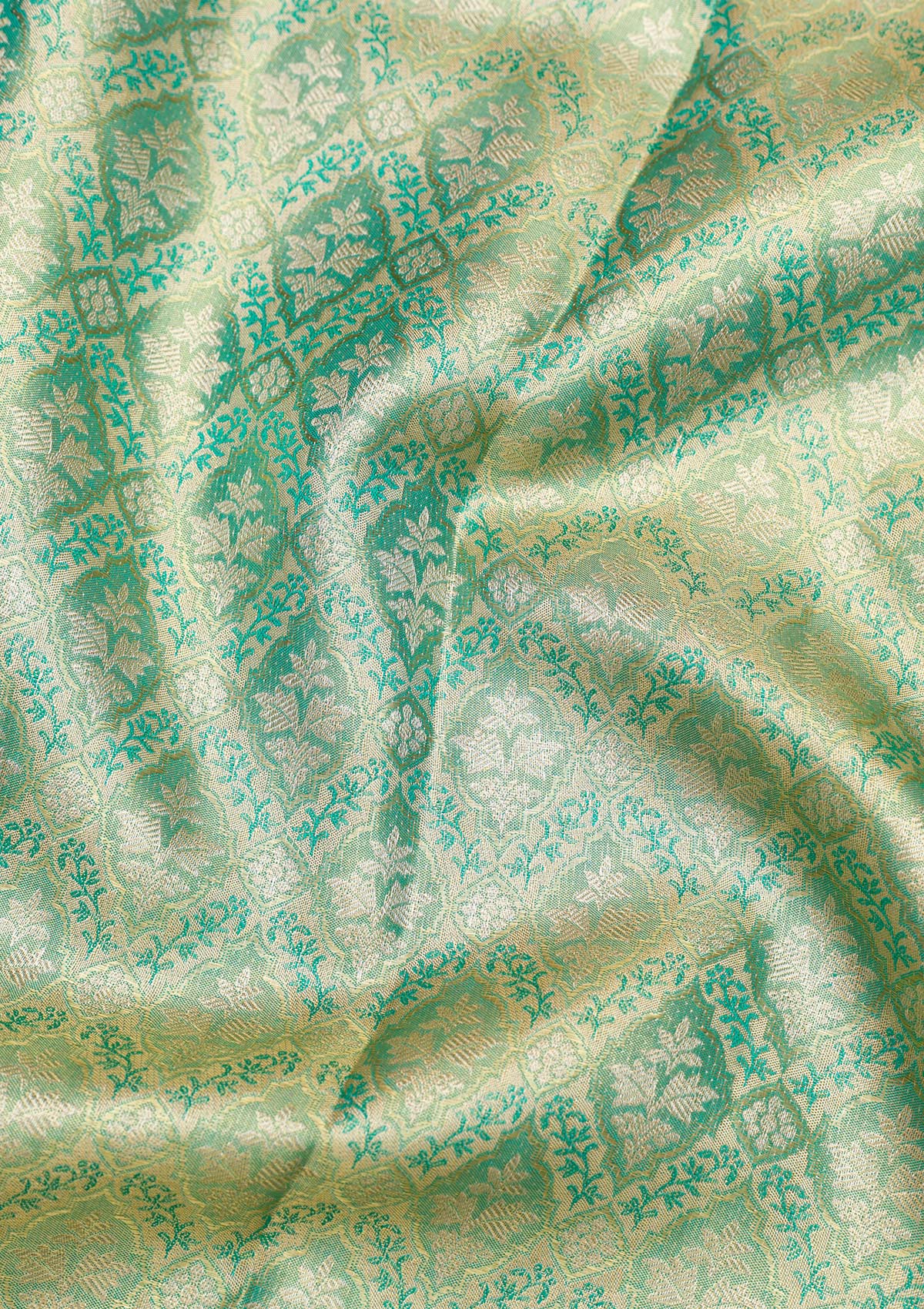 Rama Green Zariwork Pure Silk Saree-Koskii