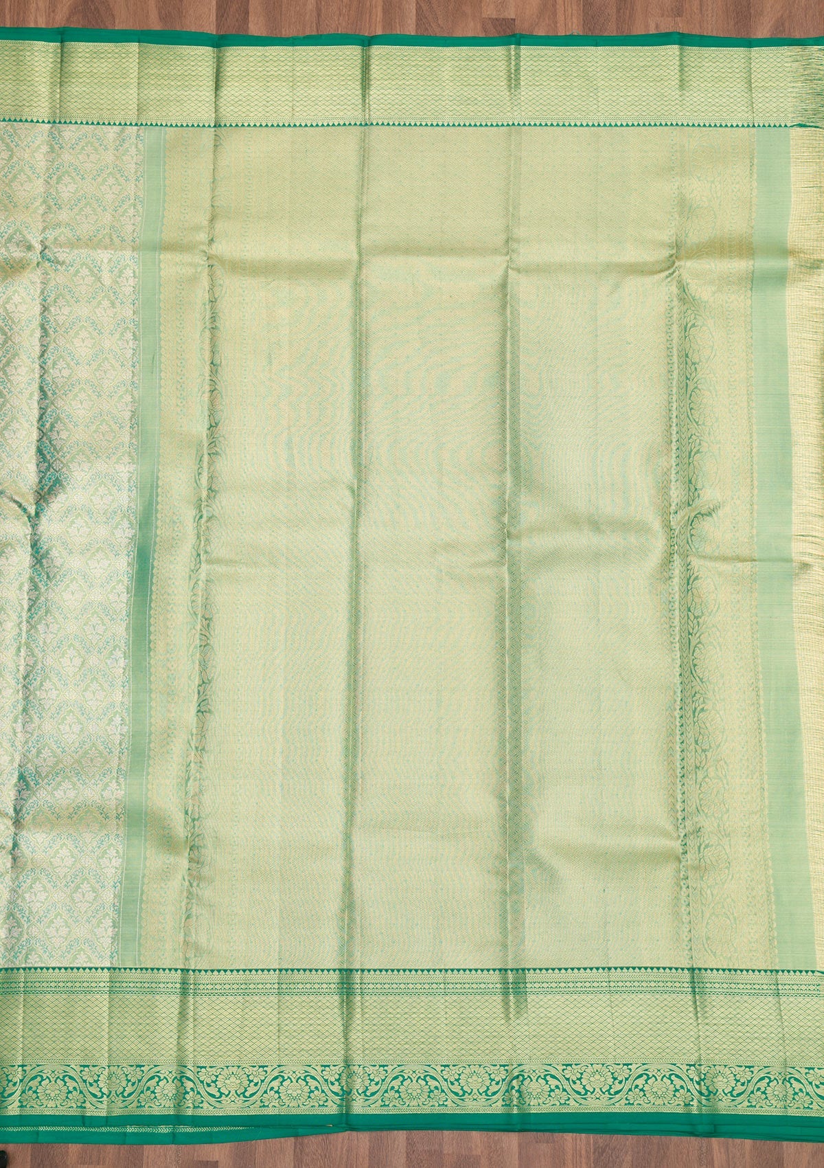 Rama Green Zariwork Pure Silk Saree-Koskii