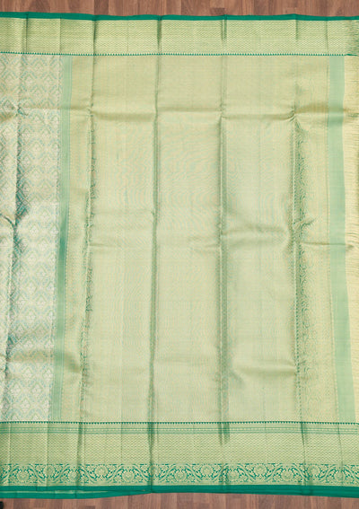 Rama Green Zariwork Pure Silk Saree-Koskii