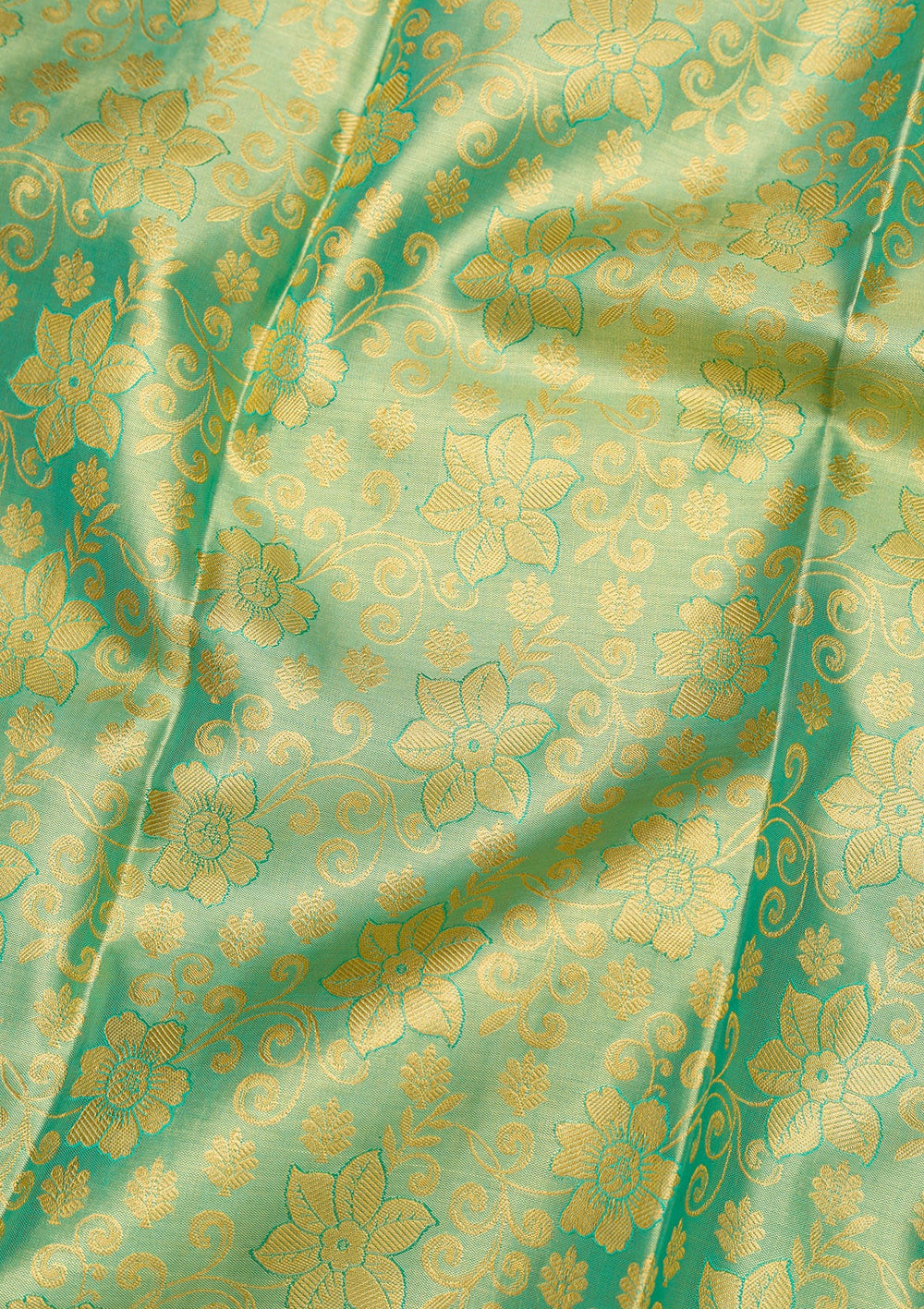 Rama Green Zariwork Pure Silk Saree-Koskii