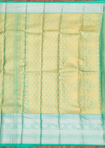 Rama Green Zariwork Pure Silk Saree-Koskii