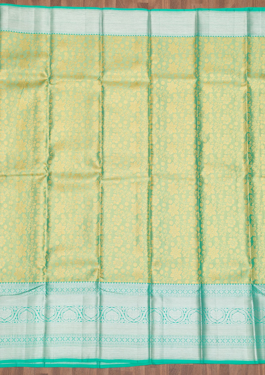 Rama Green Zariwork Pure Silk Saree-Koskii
