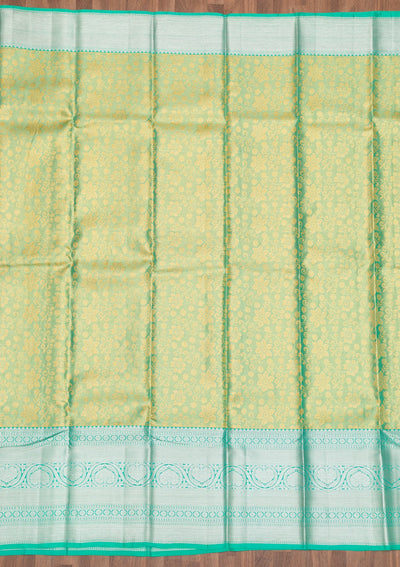 Rama Green Zariwork Pure Silk Saree-Koskii