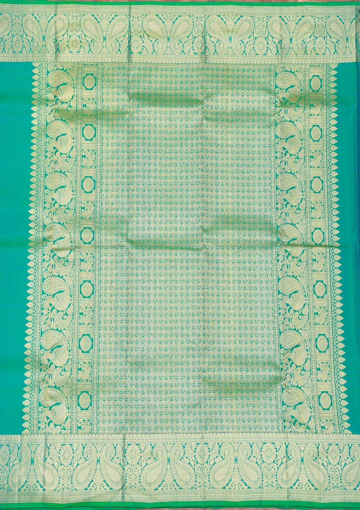 Rama Green Zariwork Pure Silk Saree-Koskii