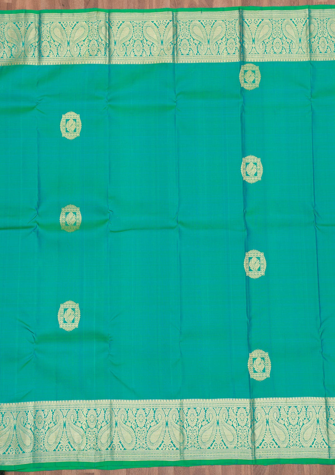Rama Green Zariwork Pure Silk Saree-Koskii