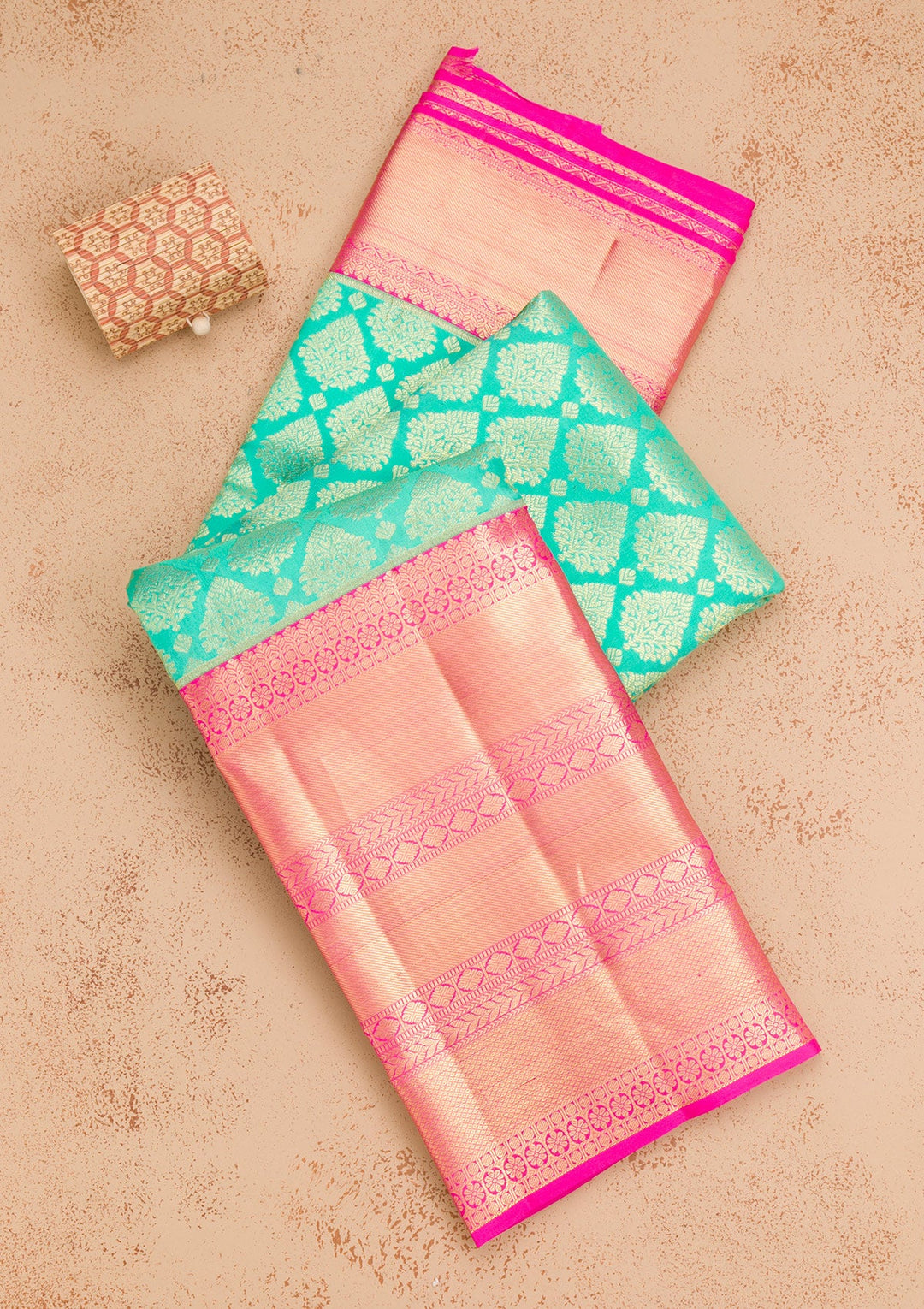 Rama Green Zariwork Pure Silk Saree-Koskii