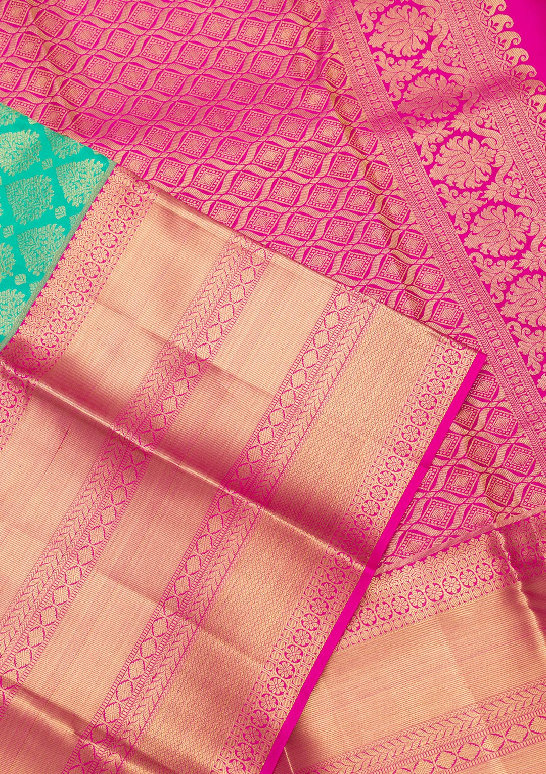Rama Green Zariwork Pure Silk Saree-Koskii