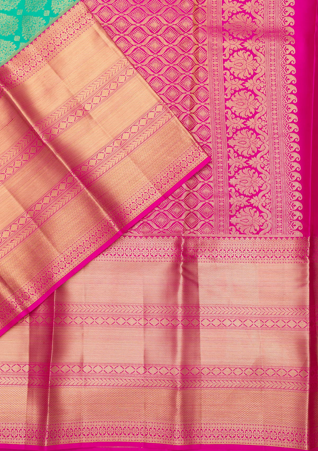Rama Green Zariwork Pure Silk Saree-Koskii