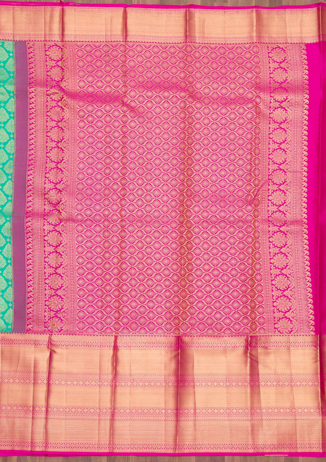 Rama Green Zariwork Pure Silk Saree-Koskii