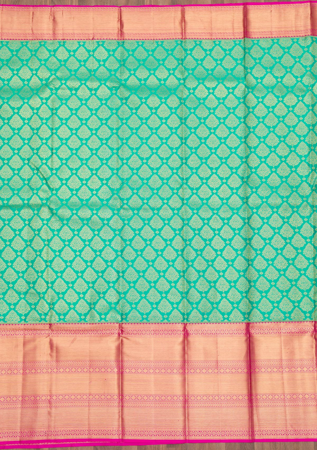 Rama Green Zariwork Pure Silk Saree-Koskii